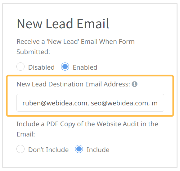 Send new lead email to multiple email addresses